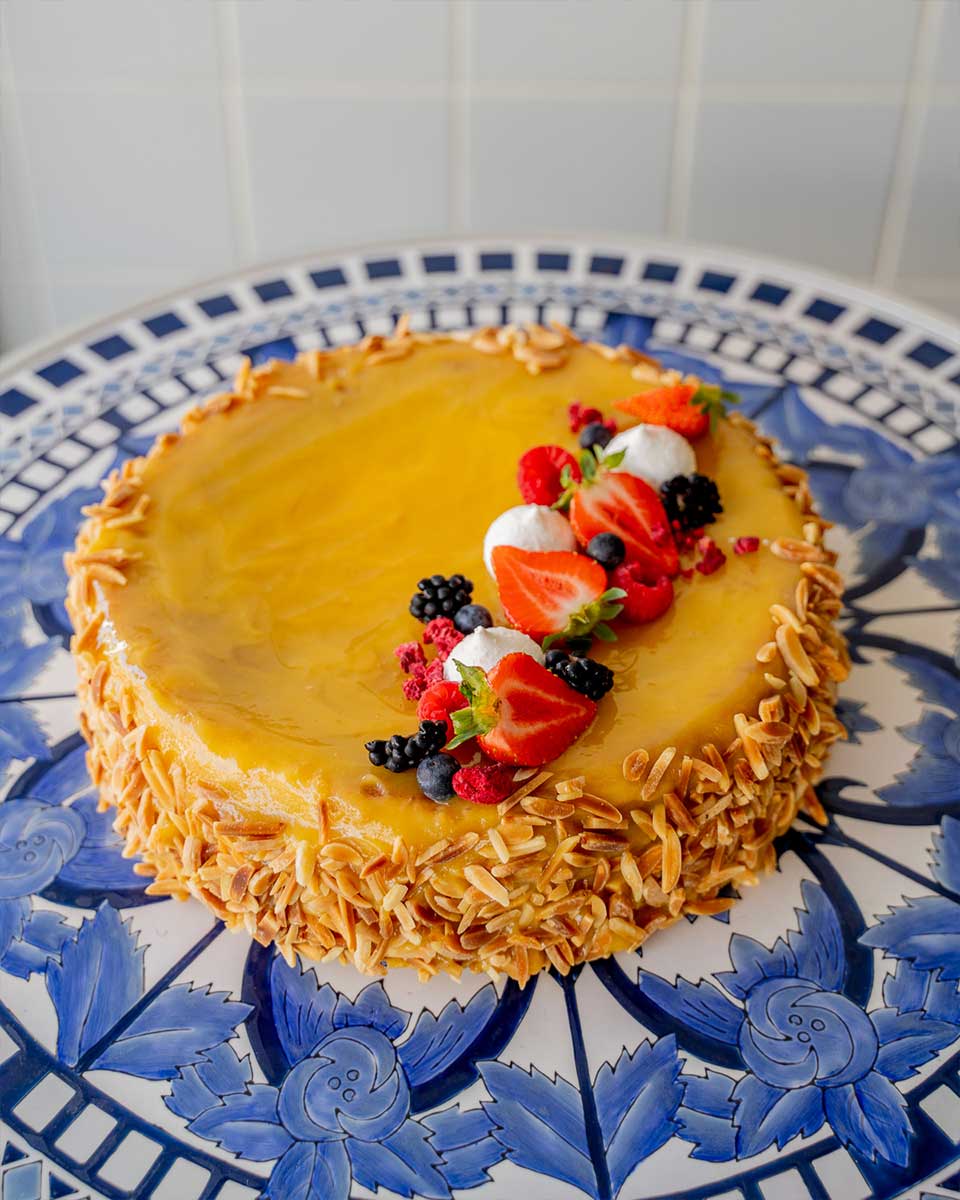 Traditional Portuguese Sponge Cake w/ Egg Jam & Almonds